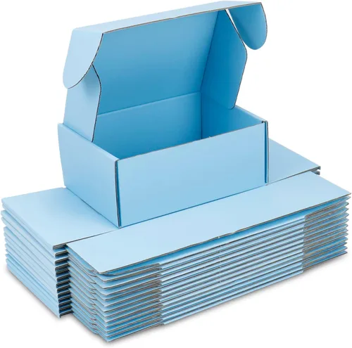 Paquete de 25 Cajas de Envío, 8 x 6 x 3 pulgadas Caja de Embalaje Pequeña de Cartón Corrugado para Envío de Negocios, Embalaje, Regalos, Azul
