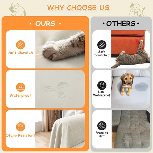 Miniatura 4 de Lucky Monet Funda de Sofá Impermeable Lavable Protectores de Fundas de Sofá Seccional para Mascotas Perros Fundas de Sofá Resistentes al Agua Manta