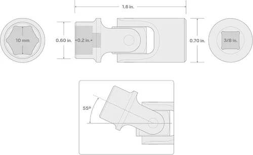 Miniatura 6 de TEKTON Encastre de 3/8 pulgadas x 0.394 in Zócalo de junta universal de 6 puntos poco profundo SHD18110