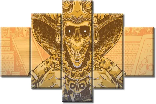 Miniatura 19 de Arte de pared con varios paneles, calendario maya, imágenes de piedra del sol, pinturas de civilización azteca sobre lienzo, sala de estar