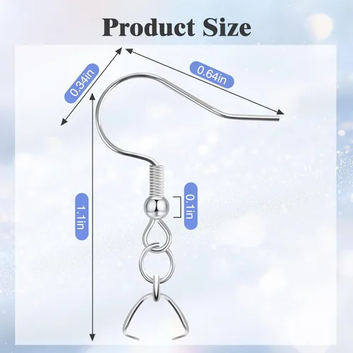 Miniatura 2 de Ganchos para aretes, 50 unidades/25 pares, alambres de oreja de acero inoxidable, ganchos de pez, piezas de joyería hipoalergénicas para hacer joyas