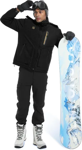 Miniatura 8 de WENRONSTA Chaqueta de esquí para hombre, abrigo de invierno, cálido, impermeable, rompevientos, montaña, snowboard, con capucha, senderismo, traval