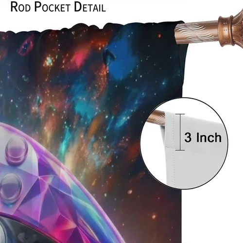 Miniatura 6 de Cortinas de juego Cool Space Galaxy Game Controller Tech Circuit Board Cosmic Rod Pocket Tratamientos de ventana para niños, dormitorio, habitación