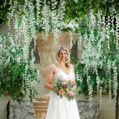 Miniatura 5 de Paquete de 12 guirnaldas de flores colgantes de glicina blanca, enredaderas de flores artificiales de 3.77 pies, glicinia falsa, guirnalda colgante