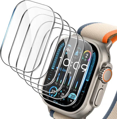 LK 6 Pack para Apple Watch Ultra 2 Protector de Pantalla 49mm / Apple Watch Ultra [Herramienta de Instalación Incluida] Protector de Pantalla Azul
