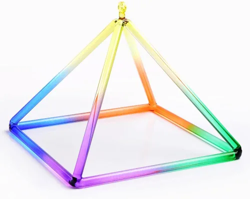 Miniatura 4 de Pirámide cantante de cristal arco iris, excelente sonido para meditación curativa, con cuenco de cristal para cantar, accesorios de meditación