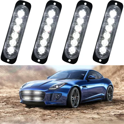Miniatura 8 de Luz estroboscópica de advertencia para coche o camión (6 LEDS, ámbar/ámbar, 4 unidades)