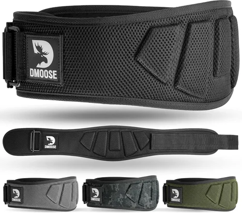 Cinturón DMoose Fitness para levantamiento de pesas para sentadillas, peso muerto y entrenamiento intenso - Cinturón de 15cm ajustable con bloqueo