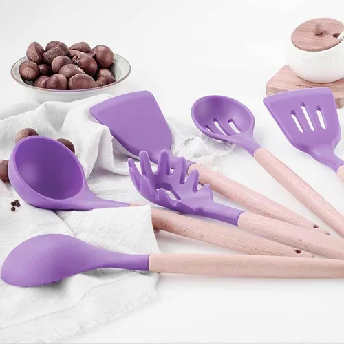 Miniatura 4 de Juego de utensilios de cocina de silicona, 12 piezas antiadherentes, resistentes al calor, sin BPA, herramientas de cocina, juego de herramientas