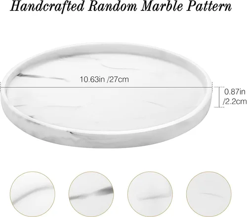 Miniatura 4 de Luxspire - Bandeja redonda de tocador, bandeja de tocador de baño de 10.63 pulgadas, bandeja de cocina de resina, bandeja organizadora de encimera