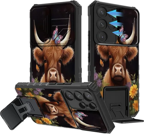 Miniatura 262 de Funda para Samsung Galaxy S22 Ultra 5G, Galaxy S22 Ultra con cubierta de cámara deslizante, funda resistente de doble capa con función atril Black