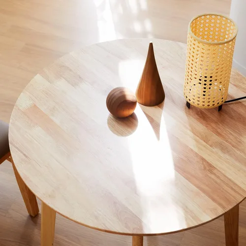 Miniatura 4 de Livinia Canberra - Mesa de comedor redonda de madera de 27.6 pulgadas/pequeña mesa de cocina moderna de roble malayo de mediados de siglo