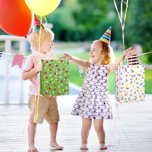 Miniatura 6 de Patelai 30 bolsas temáticas de lunares con papel de seda y asas, coloridas bolsas de papel kraft para regalos de fiesta de cumpleaños, boda, baby