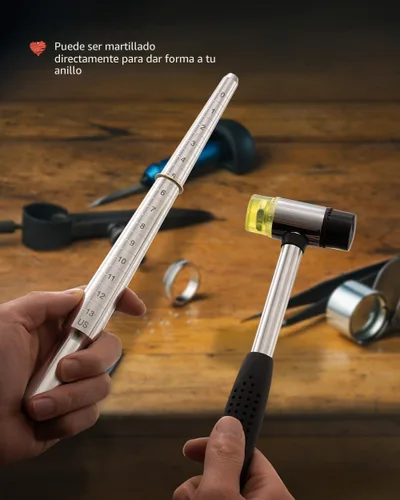Miniatura 6 de Meowoo Juego de Herramientas de Medición de Tallas de Anillos, Calibrador de Anillos de Metal para Medidor de Anillos, Herramientas de Mandril