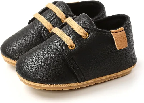 Miniatura 4 de QWZban Zapatos de bebé para niños y niñas, zapatillas de deporte con suela de goma antideslizante, para cuna de bebé, zapatos de vestir