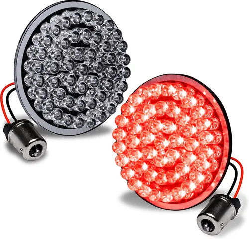 Miniatura 9 de TRUE MODS 2" 1156 Luz trasera LED anaranjada de señal de giro para Harley Davidson [Juego de par] [Acabado negro] [Estilo bala] Para Harley