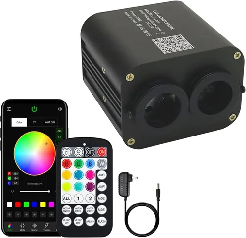 Miniatura 10 de AZIMOM Fuente de Luz de Fibra Óptica Centelleante de Alta Luminosidad 50W Motor Driver de Caja de Luz RGBW Control Remoto Bluetooth/RF Modo Sensor