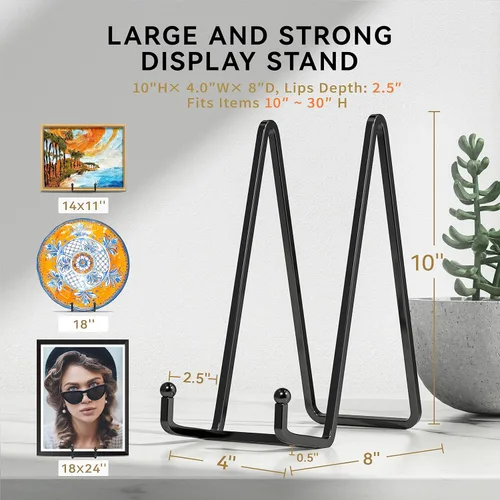 Miniatura 3 de IPAME Soportes para platos grandes de 10 pulgadas para exhibición - Soporte de exhibición de metal para platos + Caballetes pequeños soporte