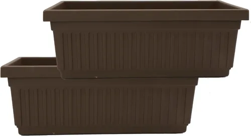 Miniatura 26 de The HC Companies Macetero veneciano de 18 pulgadas con tapón de drenaje, macetas de plástico ligero resistente a los rayos UV para interiores y Negro