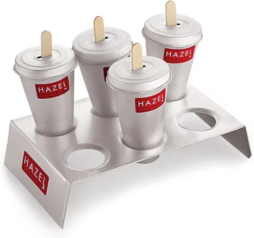Miniatura 6 de HAZEL Juego de 12 moldes de aluminio para kulfi con 2 soportes y 24 varillas, para hacer helados y paletas reutilizables, moldes Kulfi para hacer