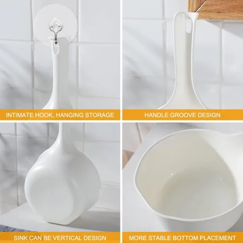 Miniatura 3 de Cuchara de agua de plástico para baño, cuchara de ducha de 1.5 litros con gancho adhesivo, taza de baño de agua para baño, cuchara de baño para niños