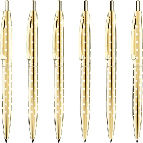 Miniatura 8 de Unibene Paquete de 6 bolígrafos negros y dorados, tinta negra de punta media de 0.039 pulgadas con 6 recambios de acero inoxidable para negocios