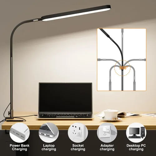 Miniatura 4 de SKYLEO Lámpara de escritorio LED - Luz de escritorio para 33.5 pulgadas de alto - Cuello de cisne flexible - 5 modos de color x 11 niveles de brillo