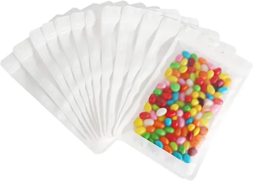 Miniatura 9 de 100 bolsas de Mylar resellables, a prueba de olores, con ventana transparente; bolsa de papel aluminio, plana, con cierre resellable.