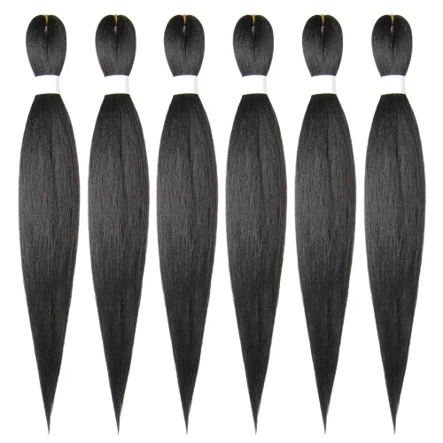 Miniatura 60 de Cabello trenzado preestirado de 10 pulgadas, 4 paquetes, extensiones de cabello corto para trenzas, cabello sintético preestirado #1 (negro azabache)