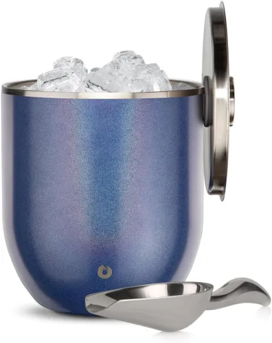 Miniatura 10 de SNOWFOX Cubo de hielo de acero inoxidable con aislamiento al vacío de alta calidad con tapa/pinzas, parte inferior sin goma, accesorios de bar