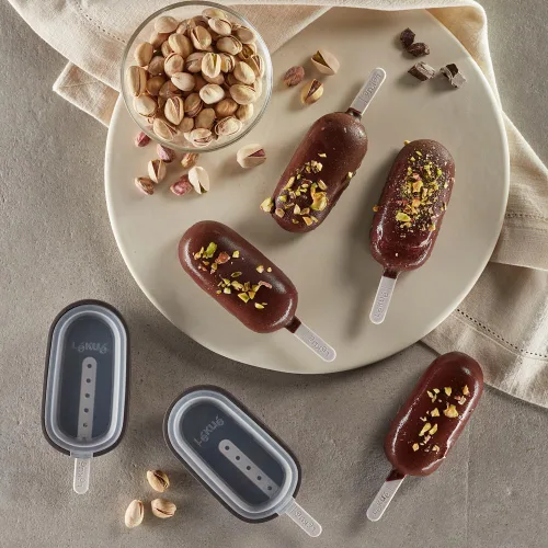 Miniatura 3 de Lékué - Juego de 4 moldes clásicos para helado cremoso + recipiente para aderezos Fun Shape Homemade Freezer Ice Pops Silicona de platino