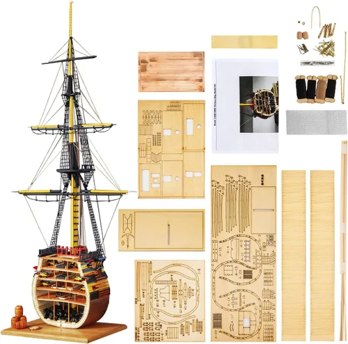 GAWEGM Modelo de barco de madera - Escala 1/200 HMS Victory Boat Kits de sección modelo con accesorios de actualización de latón