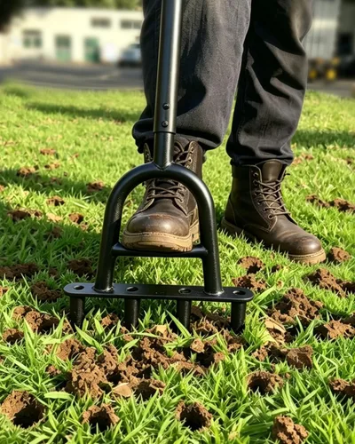 Miniatura 2 de Manual Core Aerator Lawn Tool, Lawn Aerator Tool with 4 Hollow Tines, Plug Aerator 3-Piece Easy Assembly, 45" Ergonomic Yard Grass Aerator for Lawn