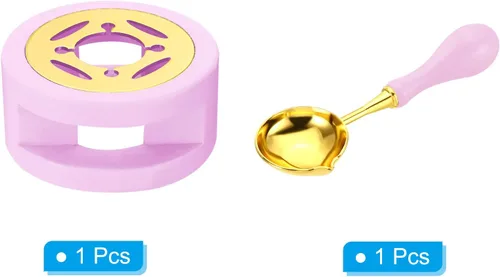 Miniatura 3 de PATIKIL Kit de sellado de cera, calentador de sellos de cera con cuchara de fusión, estufa de fusión retro, herramienta de horno para sellar Morado