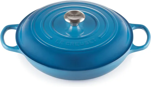 Miniatura 25 de Le Creuset Braiser Signature de hierro fundido esmaltado, 5 cuartos de galón, Flame Llama