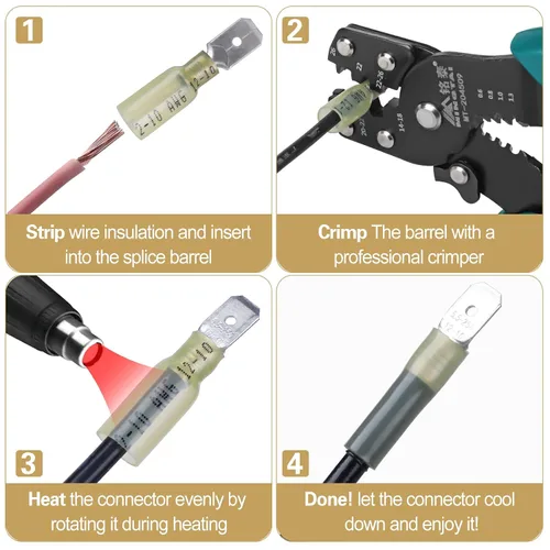 Miniatura 6 de 100 conectores de desconexión rápida impermeables de 12-10 AWG de 12-10 AWG, cables eléctricos de crimpado, conectores de pala macho, desconexión