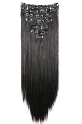 Miniatura 12 de CAISHA XXL - Juego de 8 extensiones de cabello con clip de 24 pulgadas, extensiones de cabello lacio rojo burdeos CES10