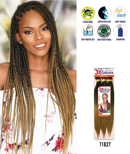 Miniatura 4 de REALISTIC - Paquete múltiple. Trenzas preestiradas X-Pression 3X Ghana de 60 pulgadas 100% Kanekalon Fácil de trenzar, sin nudos, alimentación