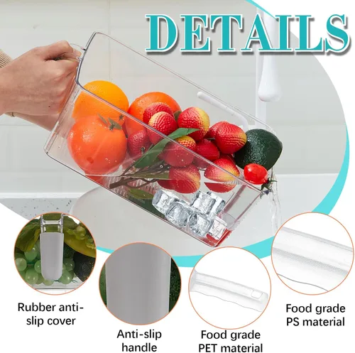 Miniatura 3 de Havawish Juego de 2 Cubos de Hielo y Juego de Cucharones Flexibles de Plástico para Congelador con Asa Retráctil, Cubo de Almacenamiento Gris