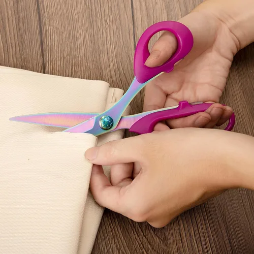 Miniatura 4 de Tijeras de Costura Afiladas, Tijeras Profesionales de Servicio Pesado con Revestimiento de Titanio de Acero Inoxidable Forjado Multiusos para Tela