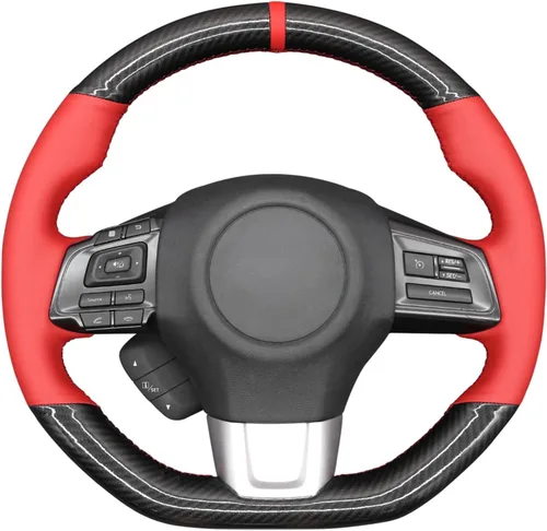 Miniatura 17 de MEWANT Funda de volante de automóvil transpirable cosida a mano para Subaru WRX 2015-2021 / WRX STI 2015-2021, accesorios para volante Subaru WRX