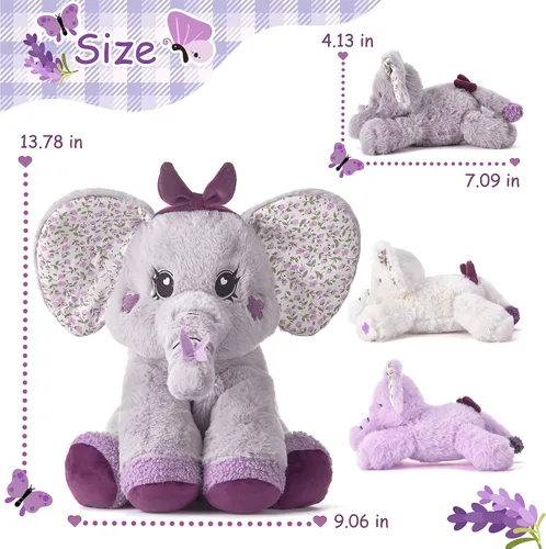 Miniatura 5 de Elefante mamá de peluche de animal de peluche mamá y bebé, lindo juego familiar pequeño de 13 pulgadas con mini bebés, regalos para niños
