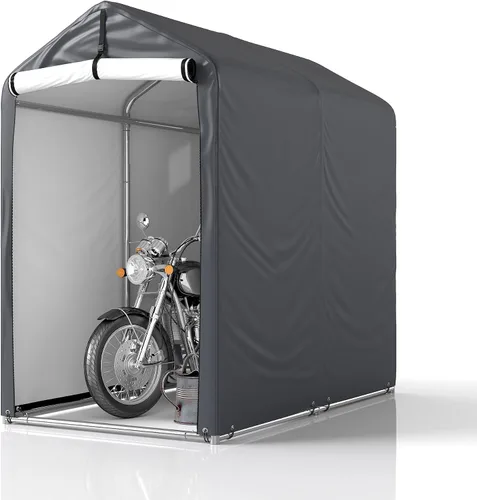 GARTOO - Refugio portátil independiente para bicicletas al aire libre de 6 x 3 pies - Cobertizo para bicicletas con puerta enrollable y ventana