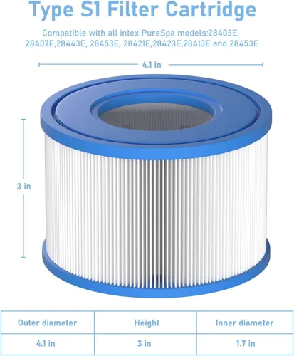Miniatura 5 de Paquete de 12 filtros de spa tipo S1 para todos los Intex PureSpa 28429E, 28403E, 28407E, 28443E, 28453E, 28421E, 28423E, 28413E y 28453E, 11692