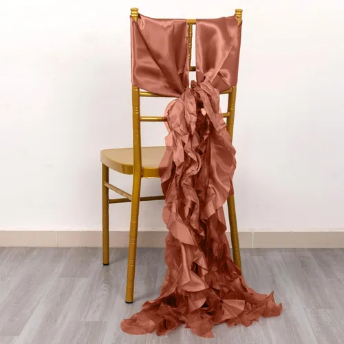 Miniatura 7 de Tableclothsfactory Paquete de 5 fajas de satén de gasa de sauce rizado beige