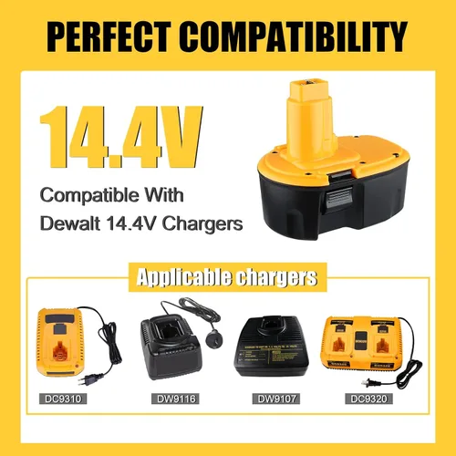 Miniatura 5 de DC9091 4.8Ah Ni-MH Batería de repuesto para Dewalt 14.4V Batería DW9091 DE9091 DE9092 DE9038 DW9094 Compatible con Dewalt 20V Herramientas