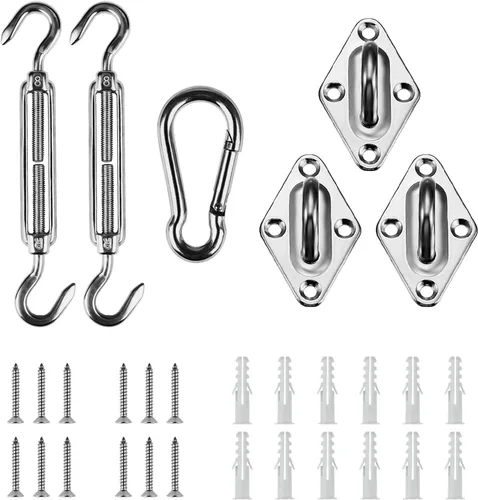 Miniatura 7 de Artpuch Kit de accesorios para toldo de 5 pulgadas para toldo triangular para instalación al aire libre, acero inoxidable 304