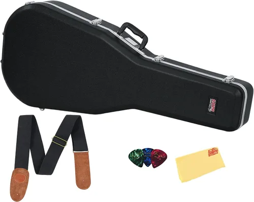 Miniatura 10 de Gator Hard-Shell Wood Case GWE-DREAD12 for Dreadnought Acoustic Guitars - Bundle with Picks, Strap, and Austin Bazaar Polishing Cloth