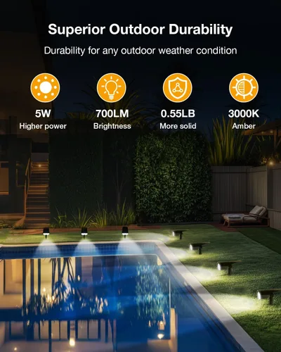 Miniatura 6 de Foco Solar para Exteriores Impermeable Iluminación LED de Acento para Paisaje para Patio, Árbol, Plantas, Paredes, Sendero, Jardín, Estatuas, Brillo
