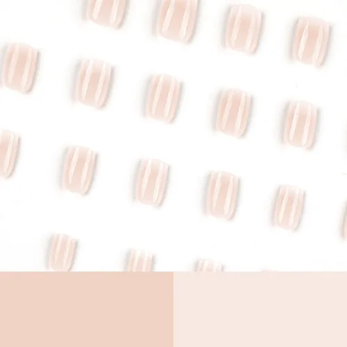 Miniatura 3 de Uñas postizas cortas cuadradas a presión, uñas postizas blancas nude, uñas postizas brillantes de cobertura completa, uñas postizas acrílicas